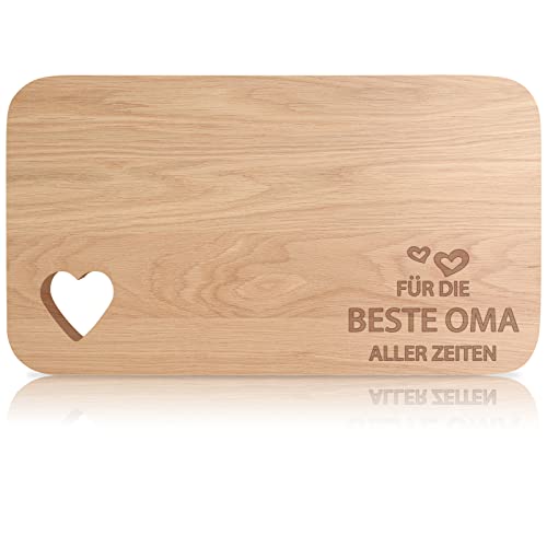 Frühstücksbrettchen aus Holz, Holzbrett mit Gravur, Frühstücksbrett mit Herz-Ausschnitt, Beste Oma Geschenke, Personalisiert Geburtstagsgeschenk Geschenke für Oma