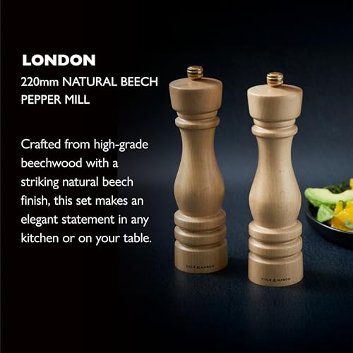 Cole & Mason London Natural Beech Pepper Mill, Precision+ Carbon Mechanism, Pepper Grinder with Adjustable Grind, Beech Wood, 220mm, Seasoning Mill, Lifetime Mechanism Guarantee - Image 3