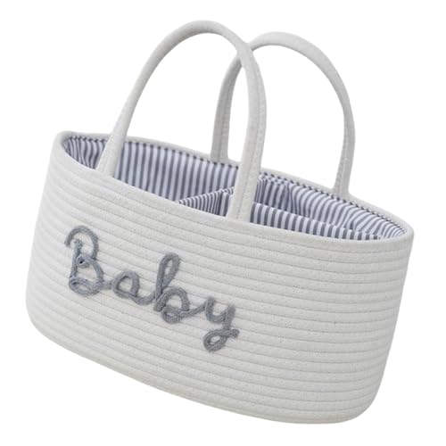 jiahesuw Cotton Cloth Diaper Organizes Portable Storage Basket with Compartments Foldable Nursery Storage Bin for Baby Essential