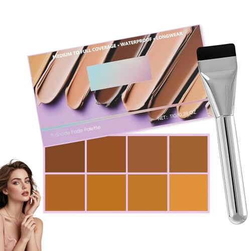 Image of Soft Matte Cream Concealer Palette | 8 Shades | Waterproof Full Coverage | Long Lasting Lightweight Formula | with Applicator for Blemishes Cover (Dark)