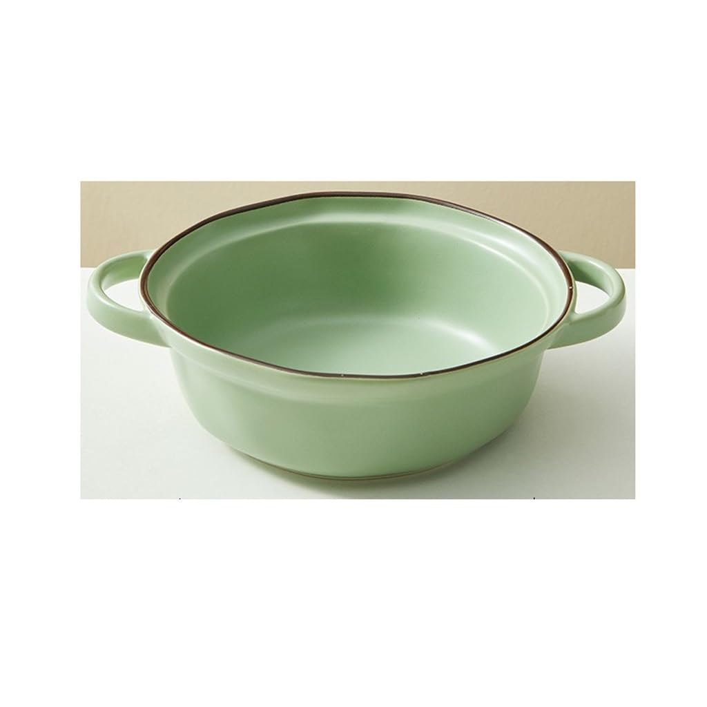XYIANG Soup Bowl Double Ear Soup Bowl Large Household Ceramic Soup Bowl Fruit Salad Bowl Instant Noodle Bowl Eating Noodle Bowl Tableware Deep Bowls (A Small)