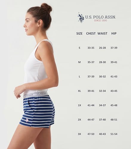 Image of U.S. POLO ASSN. Womens Pajama Shorts with Pockets, Elastic Waist Sleep Shorts for Women, Lounge Short