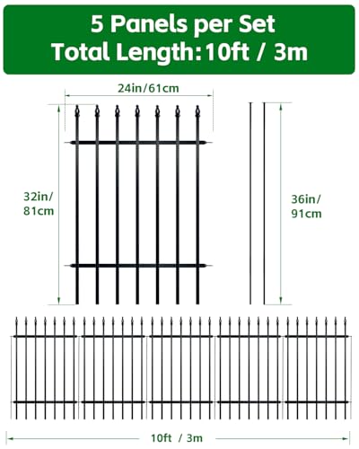 ARIFARO Dekorative Metall Gartenzaun 81cm hoch x 61cm breit 5 Pack, Tier Barriere für Hund Haustier, Grenze Gartenzaun für Outdoor Patio Rasen Hof Blumenbeet