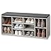 Kesper Betonoptik Schuhschrank mit Sitzkissen, Spanplatte, grau, B 103,5 x H 48 cm x T 29,5 cm