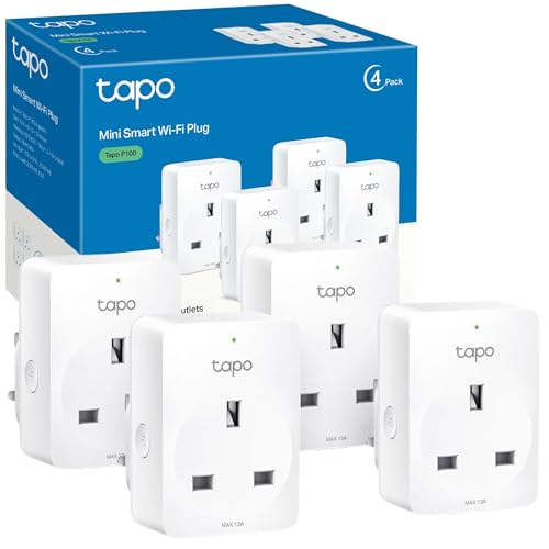 Tapo P100 (4-Pack) Smart Plug, Wi-Fi Plug, App Remote Control, Alexa Plug, Voice Control with Alexa & Google, Away Mode, Scheduling & Timer, Device Sh