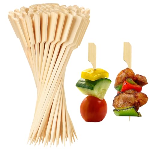 HANIUTTY Brochettes en Bambou de 9 cm, 200 pics en Bambou de Cocktail Brochettes pour Apéritif, Verres à Cocktail et Bonbons Bâtonnets de Bois pour...