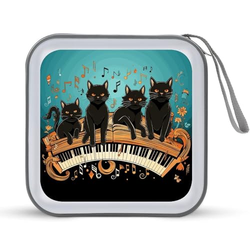 Classeur CD portable 40 disques design quatre chats parfait pour les trajets en voiture