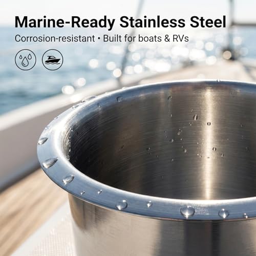 ZUDKSUY 2-Pack Stainless Steel Cup Holder Inserts, Universal Fit for Boat, RV, and Furniture, Easy-Install Drink Holders for Bench, Desk, and Vehicle Use (2.64 Inner Diameter * 2.28 Depth inch) by ZUDKSUY - Used condition - Image 7