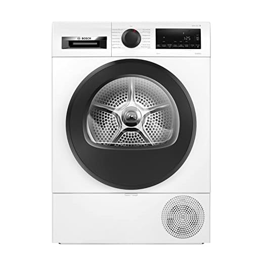 Bosch WQG233D40 Serie 6 Wärmepumpentrockner für 8 kg Wäsche, 176 kWh pro Jahr, Auto Dry, Anti Vibration-Design, Sensitive Drying-System, Umweltfreundliches Kühlmittel, Weiß