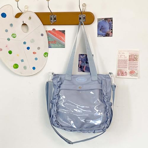 Large capacity women's casual crossbody bag with pin display transparent window suitable for anime exhibitions3