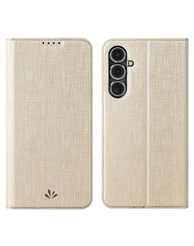 Étui portefeuille pour Samsung Galaxy S23 FE 5G en cuir doré Foluu