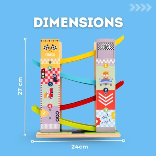 Image of Cots and Cuddles Multilevel Ramp Race Track Set with 4 Mini Cars for Kids | Montessori Motor Skill Development Toy | Gift for 2+ Year Old Boys & Girls | Made in India