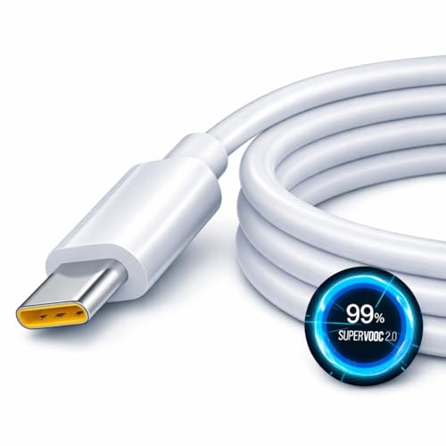 Image of Realme 80W SuperDART USB A to Type C Cable 7Amp Compatible with Realme 16 Pro plus /GT 8 Pro /13 Pro Plus /12 Pro+ /12Pro /10 Pro+ /9 Pro /P4x /7 /P4 / 60 Pro /50 Pro - Type-C Charge 65W SuperDart Cord, White