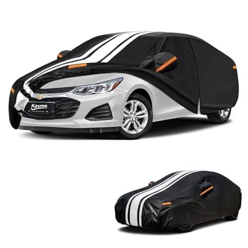 Image of Kayme Heavy Duty Car Cover for Chevrolet Cruze (2007-2020) Waterproof | Gift with Tape /Towel /Bag, Outdoor Full Exterior Cover Rain Snow Sun UV Protection, Soft Cotton Inner Protect Vehicle Paint