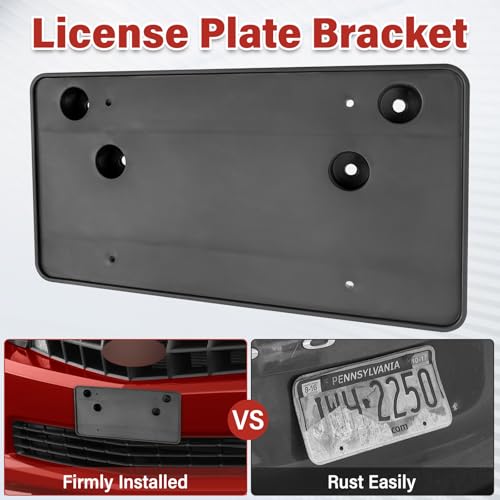 Image of License Plate Bracket Accessories for Chevrolet Chevy Camaro 2010 2011 2012 2013, Front Bumper License Plate Holder Replacement Frame Black Mount