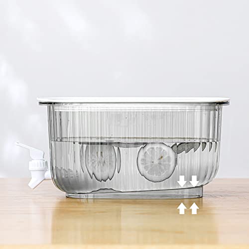 Dispenser per Bevande,Contenitore per Bevande per Frigorifero, Distributore di Bevande Con Rubinetto,Pet Alimentare Addensato per Frigorifero Contenitore per Succhi (Bianco Trasparente)