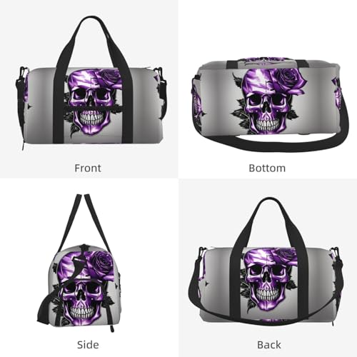 Bolsa de equipaje de mano con rosas y calaveras para tus viajes de fin de semana y gimnasio 4