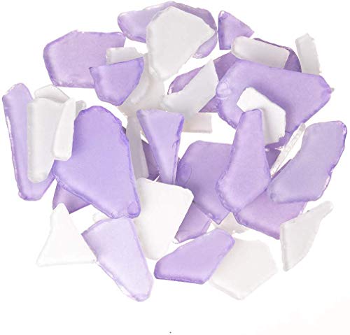 Nautical Crush Trading Sea Glass | Purple and Frosted White Colored Sea Glass Mix | 22 Ounces of Sea Glass for Art Crafts and Decor | Sea Glass Bulk