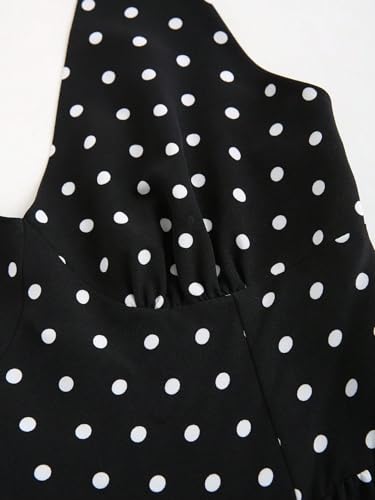 Image of Aahwan Polka Dots Halter Long Dress Backless A Line Flared Vintage Party Club Dresses for Women's & Girl's
