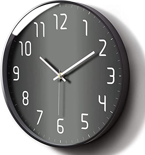 Image of Wall Clock 12 inch Silent Quartz Decorative Wall Clock Non-Ticking Classic Digital Clock Battery Operated Round Easy to Read Handheld Complete Home /Kitchen /Bedroom (434)