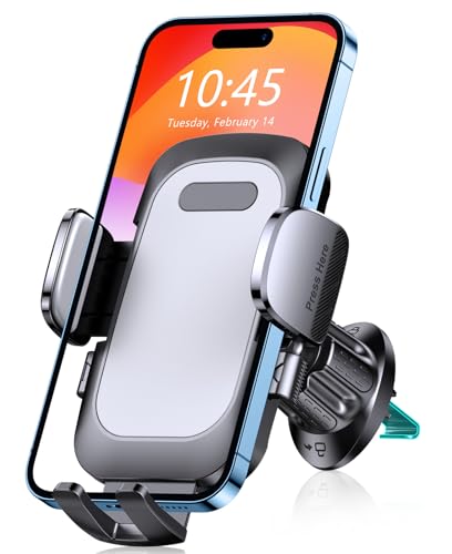 Mohard Soporte Movil Coche, Suporte Telemovel Carro del Aire Ventilación con Gancho Mejorado Liberación de un Botó, 360° Rotación Universal Accesorios Coche Compatible con iPhone y Teléfonos de 4 7
