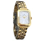 Orologio da polso al quarzo rettangolare alla moda color oro per donna in acciaio inossidabile impermeabile casual semplice elegante, Oro, alla moda, vintage, semplice