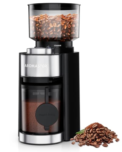 ​Aromaster Burr Coffee Grinder, 25 Settings, 2-12 Cups, Anti-Static, Black