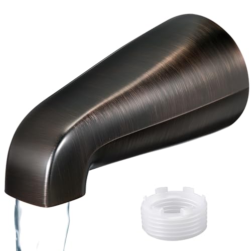 Dreyoo Universal Bath Tub Spout with Adapter 5 Bathroom Bathtub Faucet Spout Without Diverter Fits for 1/2 3/4 IPS Inside Thread Connection and Tub/Shower Faucet Brands (Oil Rubbed Bronze)