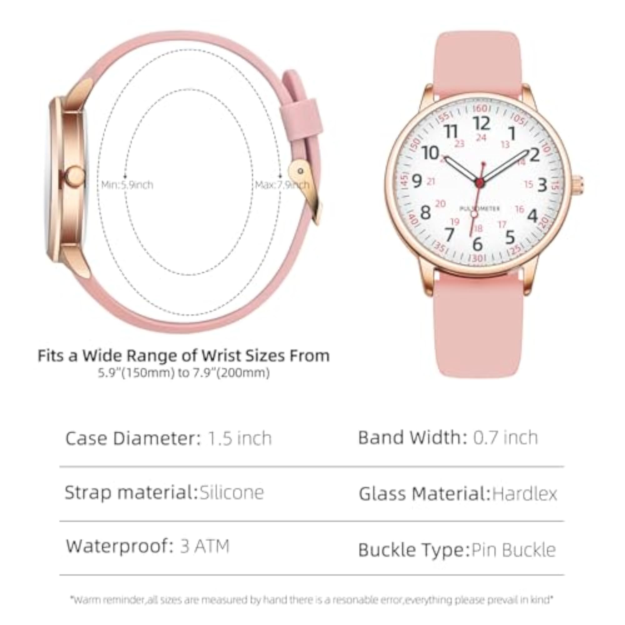 Women's Nurse Watch, Waterproof Analog Silicone
