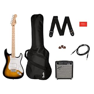 Squier Sonic Series Stratocaster Pack MN 2-Color Sunburst – Guitare Électrique et Accessoires - Les Beatles, Paul McCartney, John Lennon, RIngo Starr, George Harrison