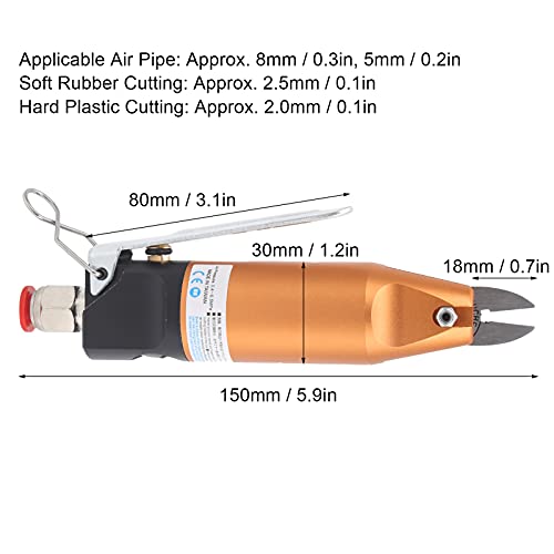 Air Scissors, Air Scissors, Pneumatic Nippers, Air Nippers, Pneumatic Cutter, Straight Type, Handheld, Cutting Tool, Alloy Steel, 0.5-0.6 Mpa, 390N, HS5-F1S