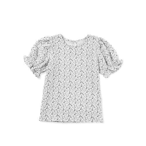 Girls Flower Graphic Shirts Puff Short Sleeve Crew Neck Cute Fall Casual Tops Kids Lightweight Thin Pullover Clothes2