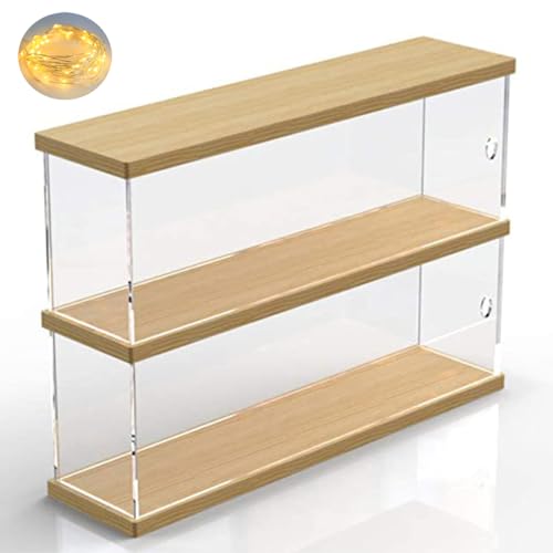 Joody 2 Niveaux Vitrine pour Collection Vitrine Acrylique pour Figurine Voiture Miniature, Boite Plexiglas Transparent avec Porte, Maison Etagere de Rangement...