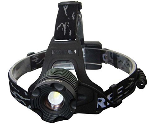 Six Foxes Hellste Cree LED Stirnlampe, Wiederaufladbare LED Kopflampe als Lauf Joggen, Laufen, Camping, Angeln oder Jagen Stirnlampen (Ein Komplett-Set mit 2 x 18650 Lithium-Ionen Akku und 1 Ladegerät)