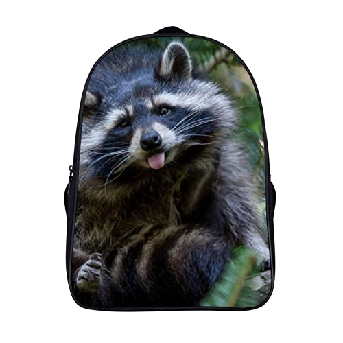 Mochila escolar unisex de mapache resistente para niños y adultos en actividades al aire libre