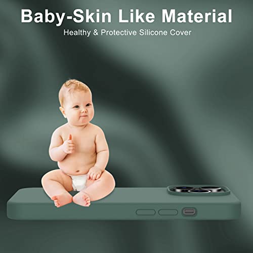 Deenakin For Iphone 14 Pro Case With Screen Protector,Soft Flexible Silicone Gel Rubber Bumper Cover,Slim Fit Shockproof Protective Phone Case For Iphone 14 Pro 6.1" Dark Green #TOP5