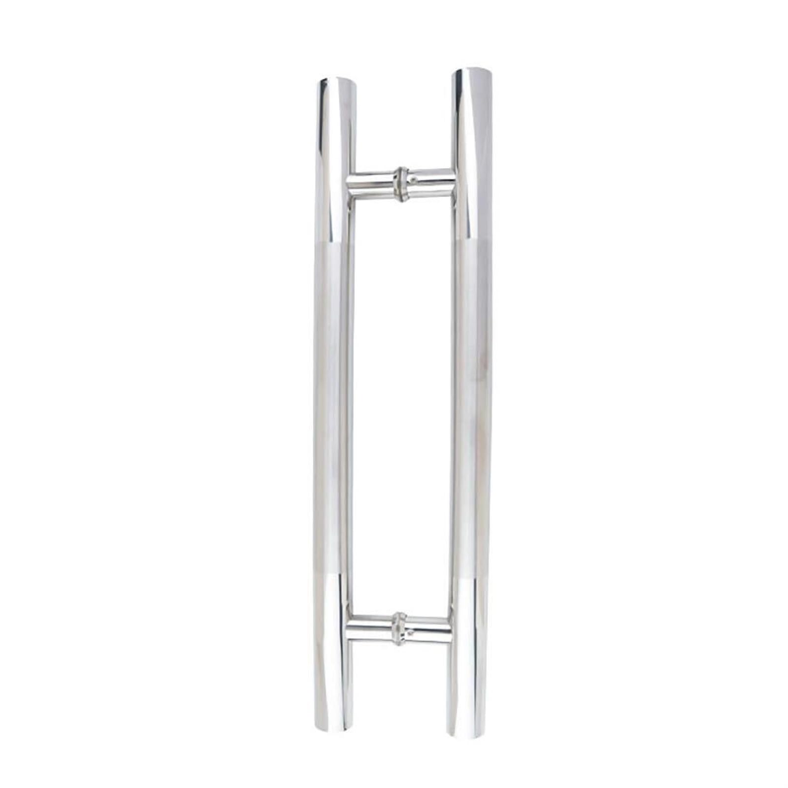 UGZPWQLNX Stainless Steel Round Tube Glass Door Handle, Thick Stainless Steel Round Tube Push-Pull in/Out Glass Slide Barn Door Handle Multi-Size(500x300mm)