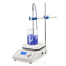 Vision VSPECOPLUS-HS-T Digital Hotplate Magnetic Stirrer w/Temperature Probe & Support Stand | 380C Temperature Range, 6" x 6" Ceramic Coated Plate | LCD Display & 2 Magnetic Stir Bars