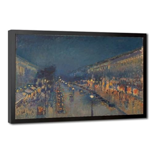 Impression sur toile Le boulevard Montmartre la nuit, cadre de qualité supérieure 40x61cm