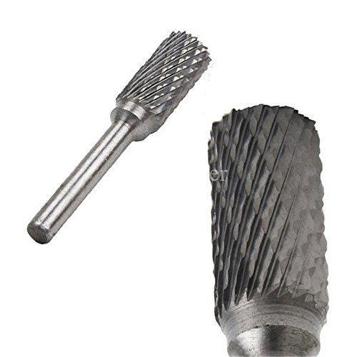Carbide Burr KangTeer 12mm Dia 1/4" Shank Double Cut Tungsten Carbide Rotary File Cutting Burs Tool Rotary Drill Die Grinder Bits (Cylinder) - Thumbnail 2
