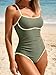 Eomenie Womens One Piece Swimsuits Tummy Control Slimming Bathing Suit for Women Color Block Swimwear Ruched Swim Suit