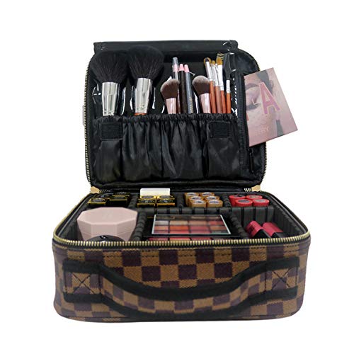 Makeup Bag Train Case Portable Travel Makeup Case Storage PU Leather Cosmetic Organizer for Girl Cosmetic Make Up Tools Toiletry Jewelry Digital Accessories