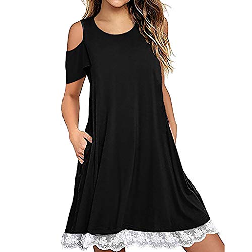 Darringls_Vestido Cortos Mujer,Vestido Corto Mujer de Verano Vestido de Camiseta de Manga Corta con Hombros Descubiertos para Mujeres Camisas de Vestir Chaleco Camisola niña de Playa Playeros