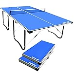ALPIKA 9FT Professional Portable Table Tennis Table Indoor Outdoor Table Tennis Table, 10 Minute Quick Assembly Adjustable Ping Pong Table with Single Player Playback Mode and Net