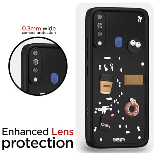 Image of Outlouders Back Cover for Samsung Galaxy M30 | 3D Cartoon Bear Cute Fun Silicone Full Body Protection Bumper Case (Black)
