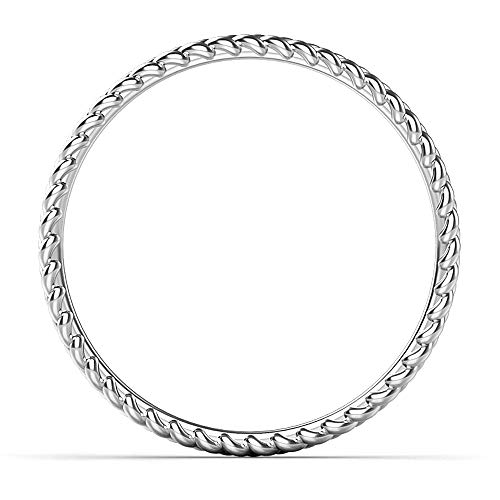 10K White Gold 2MM Eternity Braided Rope Stackable Wedding Band Ring3