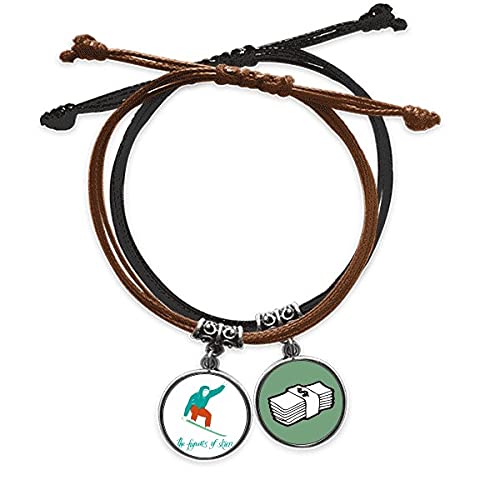 Pulsera de esquí ajustable en cuerda y cuero para los apasionados del deporte de invierno