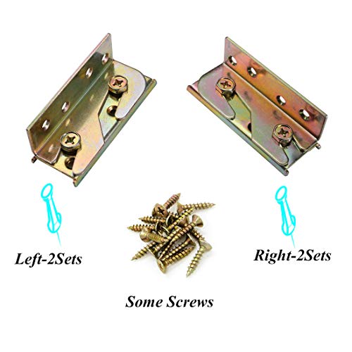 Socell 4 Sets Bed Rail Brackets Heavy Duty No-Mortise Bed Rail Fittings Wooden Bed Frame Connectors with Screws for Headboards Footboards Hold