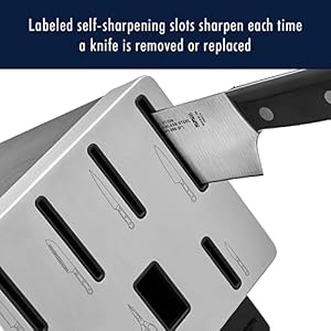 HENCKELS Solution Razor-Sharp 16-pc Self Sharpening Knife Block Set, Chef Knife, Bread Knife, Steak Knife, German Engineered Informed by 100+ Years of Mastery HENCKELS Solution Razor Sharp 16 pc Self Sharpening Knife Block Set Chef Knife Bread Knife Steak Knife German Engineered Informed by 100 Years of Mastery