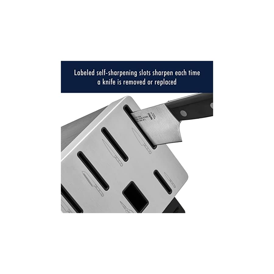 HENCKELS-Solution-Knife-Block-Set-16-pc-Black HENCKELS Solution Razor-Sharp 16-pc Self Sharpening Knife Block Set, Chef Knife, Bread Knife, Steak Knife, German Engineered Informed by 100+ Years of Mastery